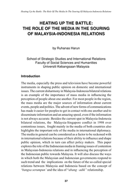 The Role of the Media in the Souring of Malaysia-Indonesia Relations