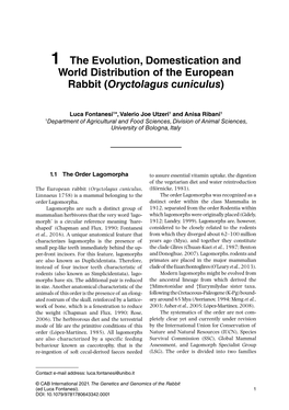 World Distribution of the European Rabbit (Oryctolagus Cuniculus)