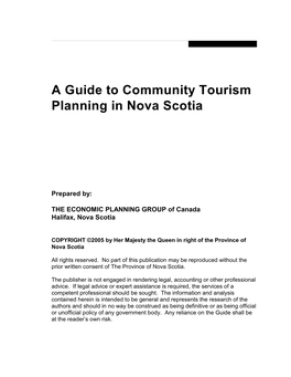 A Guide to Community Tourism Planning in Nova Scotia