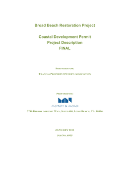 Broad Beach Restoration Project Coastal Development Permit