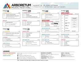 Arboretum August 18 - 23, 2014 | Ottawa Music Festival Ottawa’S Festival of New Music + Best Kept Secrets