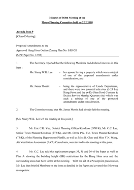 Minutes of 368Th Meeting of the Metro Planning Committee Held on 22.2.2008