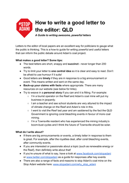 How to Write a Good Letter to the Editor: QLD a Guide to Writing Awesome, Powerful Letters