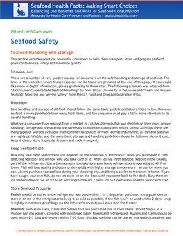 Seafood Handling and Storage