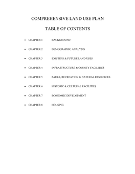 Comprehensive Land Use Plan Table