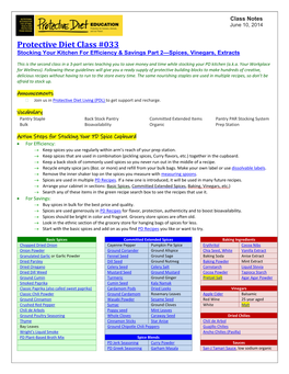 Protective Diet Class #033 Stocking Your Kitchen for Efficiency & Savings Part 2—Spices, Vinegars, Extracts