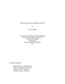 By Ira K. Lindsay a Dissertation Submitted in Partial Fulfillment of the Requirements for the Degree of Doctor of Philosophy