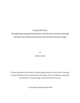 Strengthening Liturgical Participation and Christian Formation Through the Renewal of Enacted Narrative in the Orthodox Divine Liturgy