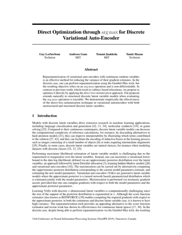 Direct Optimization Through $\Arg \Max$ for Discrete Variational Auto