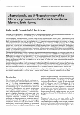 Lithostratigraphy and U-Pb Geochronology of the Telemark Supracrustals in the Bandak-Sauland Area, Te Le­ Mark, South Norway