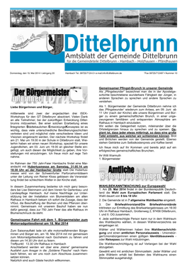 Amtsblatt Der Gemeinde Dittelbrunn Für Die Gemeindeteile Dittelbrunn - Hambach - Holzhausen - Pfändhausen