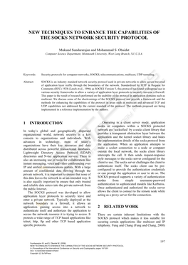 New Techniques to Enhance the Capabilities of the Socks Network Security Protocol