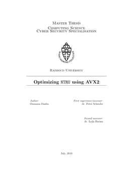 Optimizing NTRU Using AVX2