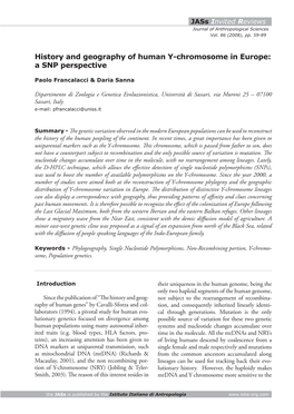 History and Geography of Human Y-Chromosome in Europe: a SNP Perspective