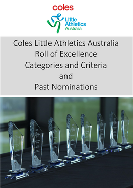 Coles Little Athletics Australia Roll of Excellence Categories and Criteria