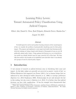 Toward Automated Policy Classification Using Judicial Corpora
