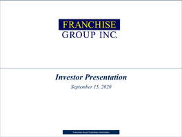 Investor Presentation September 15, 2020