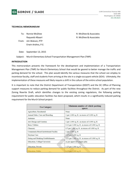 TECHNICAL MEMORANDUM To: Ronnie Mcghee Raqueeb Albaari R. Mcghee & Associates R. Mcghee & Associates From: Jim Watson