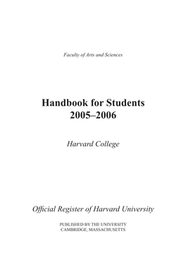 Handbook for Students 2005–2006