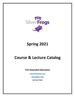 Spring 2021 Course & Lecture Catalog