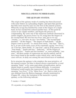 Chapter 6 MISCELLANEOUS NUMBER BASES. the QUINARY
