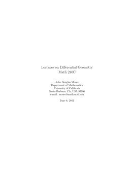 Lectures on Differential Geometry Math 240C