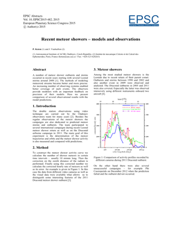 EPSC2015-482, 2015 European Planetary Science Congress 2015 Eeuropeapn Planetarsy Science Ccongress C Author(S) 2015