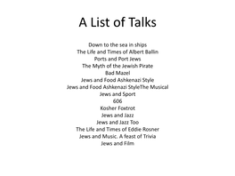 A List of Talks