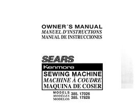 SEWING MACHINE MACHINE a CO UDRE MAQUINA DE COSER I Illlllllll Ill Illlllllllllll I MODELS 385