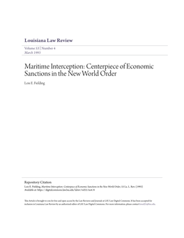 Maritime Interception: Centerpiece of Economic Sanctions in the New World Order Lois E