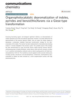 Organophotocatalytic Dearomatization of Indoles, Pyrroles and Benzo(Thio)Furans Via a Giese-Type Transformation