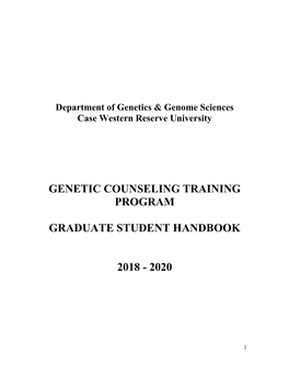 Genetic Counseling Training Program Graduate Student Handbook 2018