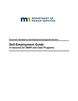 Self-Employment Guide a Resource for SNAP and Cash Programs