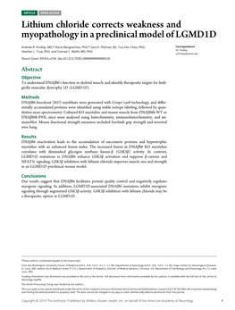 Lithium Chloride Corrects Weakness and Myopathology in a Preclinical Model of LGMD1D