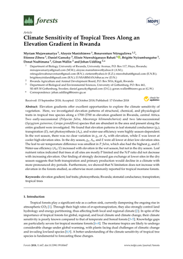 Climate Sensitivity of Tropical Trees Along an Elevation Gradient in Rwanda