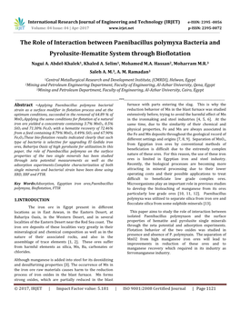 The Role of Interaction Between Paenibacillus Polymyxa Bacteria and Pyrolusite-Hematite System Through Bioflotation Nagui A