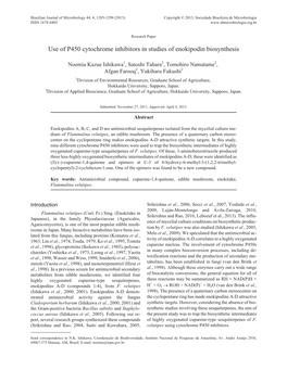 Use of P450 Cytochrome Inhibitors in Studies of Enokipodin Biosynthesis