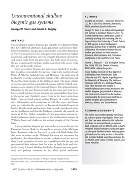 Unconventional Shallow Biogenic Gas Systems