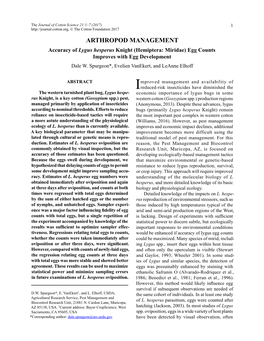 Accuracy of Lygus Hesperus Knight (Hemiptera: Miridae) Egg Counts Improves with Egg Development Dale W