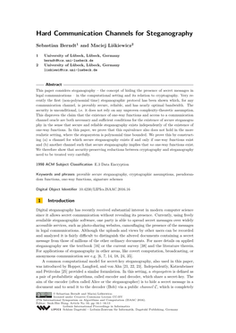 Hard Communication Channels for Steganography