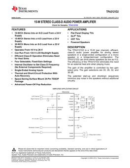 15W Stereo Class-D Audio Power Amplifier