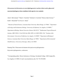 Ultraconserved Elements Are Novel Phylogenomic Markers That Resolve Placental Mammal Phylogeny When Combined with Species Tree Analysis