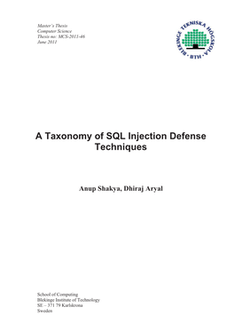 A Taxonomy of SQL Injection Defense Techniques