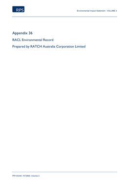 Vol 3 – App. 36 – RACL Environmental Record