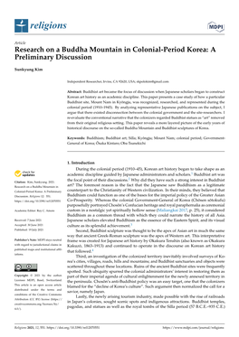 Research on a Buddha Mountain in Colonial-Period Korea: a Preliminary Discussion