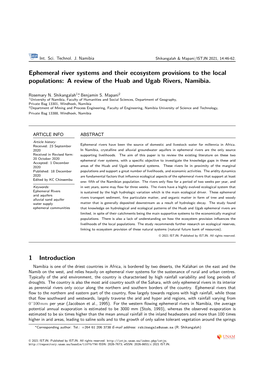 Ephemeral River Systems and Their Ecosystem Provisions to the Local Populations: a Review of the Huab and Ugab Rivers, Namibia