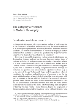 The Category of Violence in Modern Philosophy