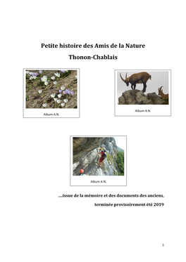 Petite Histoire Des Amis De La Nature Thonon-Chablais