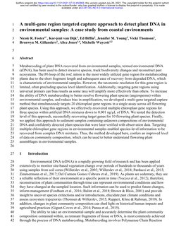 A Multi-Gene Region Targeted Capture Approach to Detect Plant DNA in Environmental Samples