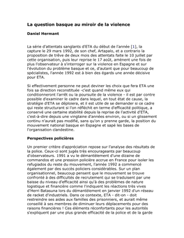 La Question Basque Au Miroir De La Violence